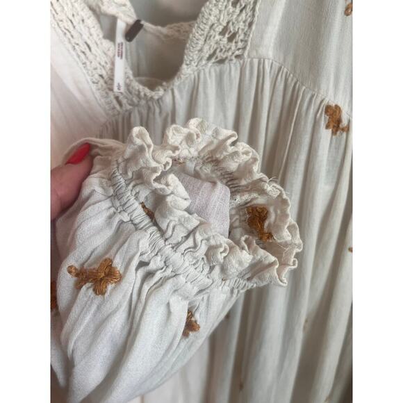 Free People Lavender Fields Long Sleeve A-Line Midi Dress Cream Women's Size L - Picture 9 of 13